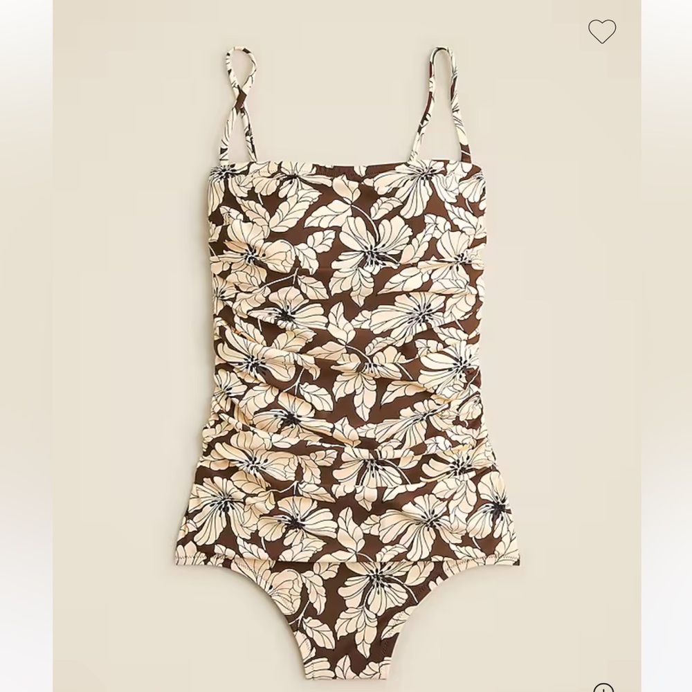 NWT J. Crew Ruched bandeau one-piece swimsuit in floral